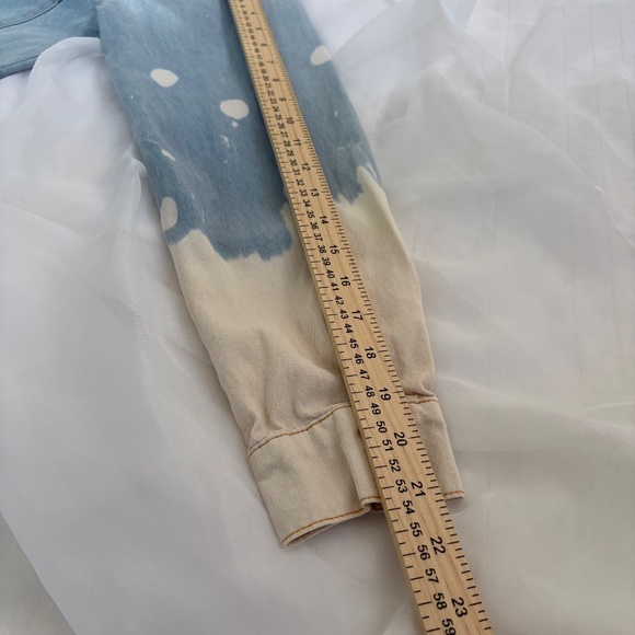 Entro Bleached Splatter 100% Cotton Oversized Denim Button Down Shirt Small - Picture 7 of 7